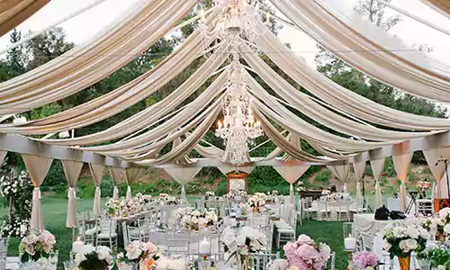 backyard party tent draping