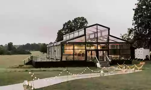 Black Frame Conservatory Tent Wedding in clear Glass