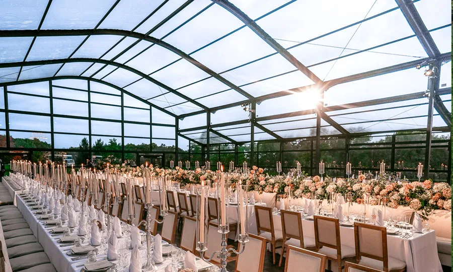 glass tent wedding