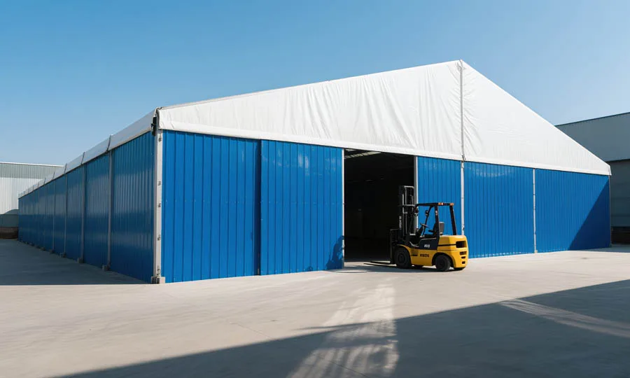 large industrial warehouse tent