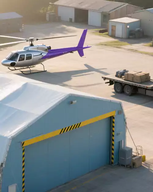 huge polygon tent aircraft hangars